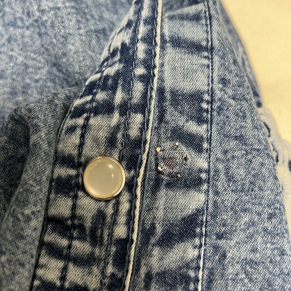 Rod’s Western Denim Lace Collar Button Down Shirt Top Size XL - Picture 10 of 10